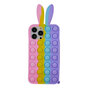Bunny Pop Fidget Bubble Silikonh&uuml;lle f&uuml;r iPhone 15 Pro - Pink, Gelb, Blau und Lila