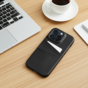 Duo Cardslot Wallet Kunstlederh&uuml;lle Kompatibel mit iPhone 13 mini - Schwarz