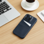 Duo Cardslot Wallet Kunstlederh&uuml;lle Kompatibel mit iPhone 14 - Blau