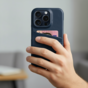 Duo Cardslot Wallet Kunstlederh&uuml;lle Kompatibel mit iPhone 14 Pro Max - Blau