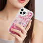 Glitzernde TPU-H&uuml;lle mit verst&auml;rkten Ecken, Kompatibel mit iPhone 15 Plus - transparentes Rosa