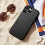 Geheimkartenhalter aus rutschfestem Kunststoff und TPU, Kompatibel mit iPhone 16 Pro - Schwarz