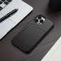 Geheimkartenhalter aus rutschfestem Kunststoff und TPU, Kompatibel mit iPhone 16 Pro - Schwarz