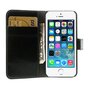 Schwarzes Leder B&uuml;cherregal Fall und Brieftasche iPhone 5 5s SE 2016 Cover Leder Brieftasche