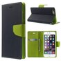 Mercury Goospery Blue Wallet B&uuml;cherregal iPhone 6 Plus 6s Plus Dunkelblaues Leder Wallet Case