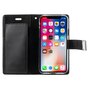 Mercury Wallet Leder Brieftasche TPU H&uuml;lle iPhone X XS - B&uuml;cherregal Schwarz