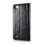 Caseme Oil Wallet Ledertasche Kompatibel mit iPhone 5 5s SE 2016 - Bookcase Schwarz