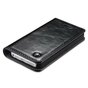 Caseme Oil Wallet Ledertasche Kompatibel mit iPhone 5 5s SE 2016 - Bookcase Schwarz