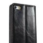 Caseme Oil Wallet Ledertasche Kompatibel mit iPhone 5 5s SE 2016 - Bookcase Schwarz