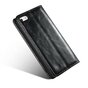 Caseme Oil Wallet Ledertasche Kompatibel mit iPhone 5 5s SE 2016 - Bookcase Schwarz