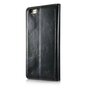 Caseme Oil Wallet Ledertasche iPhone 6 Plus 6s Plus - B&uuml;cherregal Schwarz