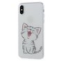 Transparente Abdeckung Katze iPhone X XS H&uuml;lle - Weiss Grau Transparent