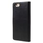 Mercury Blue Moon Bookcase Geldb&ouml;rse Kompatibel mit iPhone 6 6s H&uuml;lle - Schwarzes Leder
