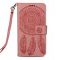 Dreamcatcher Leder iPhone XS Max Brieftasche B&uuml;cherregal H&uuml;lle - Pink