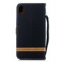 Stoff Leder iPhone XS Max B&uuml;cherregal Brieftasche Standard - Schwarz Braun