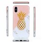 Flexible H&uuml;lle Gold Ananas Marmor Gold Marmor iPhone X XS - Pink Weiss
