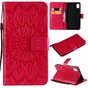 Sonnenblumenmuster Leder Brieftasche B&uuml;cherregal iPhone XR H&uuml;lle - Roter Standard