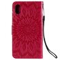 Sonnenblumenmuster Leder Brieftasche B&uuml;cherregal iPhone XR H&uuml;lle - Roter Standard