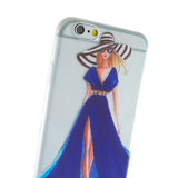 Mädchen Kleid elegante iPhone 6 6s TPU Hülle - Blaue Streifen - Transparent_