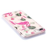 Flamingo Tropical Glitter TPU Hülle für iPhone 7 Plus 8 Plus - Transparent Pink Green_