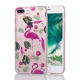 Flamingo Tropical Glitter TPU Hülle für iPhone 7 Plus 8 Plus - Transparent Pink Green_