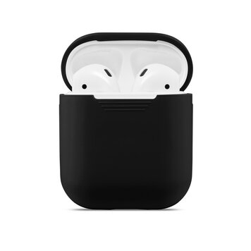 Weiche Silikonhülle Kompatibel mit Apple AirPods Case - Schwarz