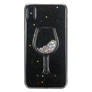Transparente Glitzer-Weinglashülle Kompatibel mit iPhone XS Max - Glitzer Transparente Glitzer-Weinglashülle Kompatibel mit iPhone XS Max - Glitzer