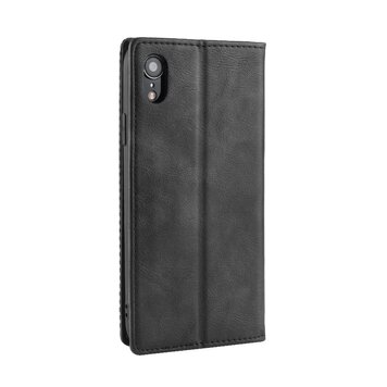 Vintage-Brieftaschenhülle aus Kunstleder, Kompatibel mit iPhone XR - schwarze Hülle Vintage-Brieftaschenhülle aus Kunstleder, Kompatibel mit iPhone XR - schwarze Hülle