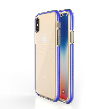 Schutzhülle mit farbigem Rand, Kompatibel mit iPhone X XS, TPE-TPU-Rückseite - Blau Schutzhülle mit farbigem Rand, Kompatibel mit iPhone X XS, TPE-TPU-Rückseite - Blau