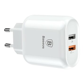 Baseus Bojure Series QC3.0 Dual-USB-Ladegerät - Weiss Baseus Bojure Series QC3.0 Dual-USB-Ladegerät - Weiss