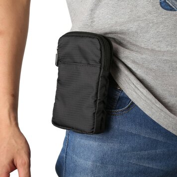 Universelle Sport-Gürteltasche mit Karabiner - Schwarz 16,5 x 9 x 3 cm Universelle Sport-Gürteltasche mit Karabiner - Schwarz 16,5 x 9 x 3 cm