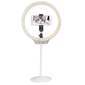 Zomei Selfie-Lampe, dimmbar, 3-Farben-Licht, Smartphone-Ständer, Vlogger - Weiss Zomei Selfie-Lampe, dimmbar, 3-Farben-Licht, Smartphone-Ständer, Vlogger - Weiss