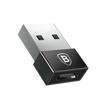 Baseus USB-A-Stecker auf USB-C-Buchse 2,4 A Mini-Adapter - Schwarz