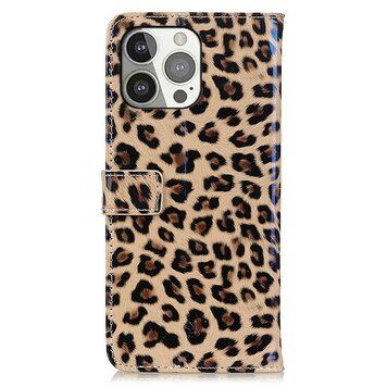 Wallet Bookcase Kunstlederhülle mit Leopardenmuster Kompatibel mit iPhone 13 Pro - braun Wallet Bookcase Kunstlederhülle mit Leopardenmuster Kompatibel mit iPhone 13 Pro - braun