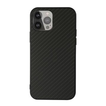 Carbon TPU Carbonfaser Hülle Kompatibel mit iPhone 13 Pro Max - Schwarz
