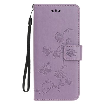Wallet Bookcase Kunstleder Blumenhülle Kompatibel mit iPhone 13 - Lila Wallet Bookcase Kunstleder Blumenhülle Kompatibel mit iPhone 13 - Lila