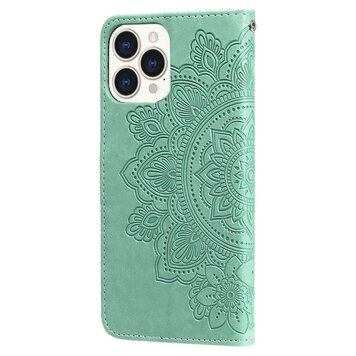 Wallet Bookcase Mandala-Hülle aus Kunstleder Kompatibel mit iPhone 13 Pro - Grün Wallet Bookcase Mandala-Hülle aus Kunstleder Kompatibel mit iPhone 13 Pro - Grün