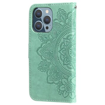 Wallet Bookcase Mandala-Hülle aus Kunstleder Kompatibel mit iPhone 13 Pro Max - Grün Wallet Bookcase Mandala-Hülle aus Kunstleder Kompatibel mit iPhone 13 Pro Max - Grün