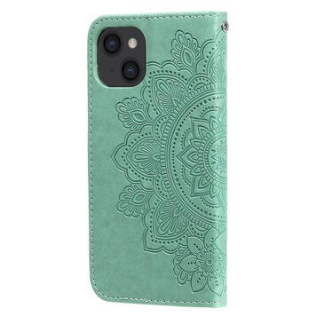 Wallet Bookcase Mandala-Hülle aus Kunstleder Kompatibel mit iPhone 13 - Grün Wallet Bookcase Mandala-Hülle aus Kunstleder Kompatibel mit iPhone 13 - Grün