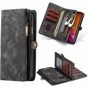 Caseme Retro Wallet Spaltlederhülle Kompatibel mit iPhone 11 - Schwarz Caseme Retro Wallet Spaltlederhülle Kompatibel mit iPhone 11 - Schwarz