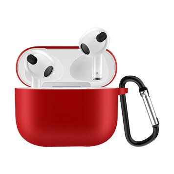Solid Protection Silikonhülle mit Haken Kompatibel mit AirPods 3 - rot