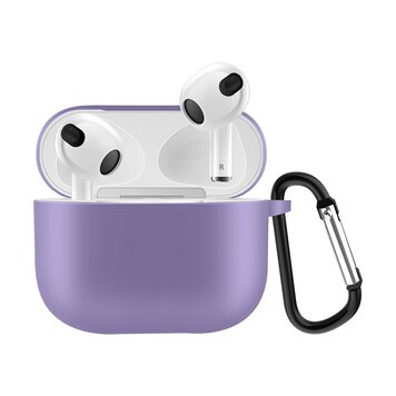 Solid Protection Silikonhülle mit Haken Kompatibel mit AirPods 3 - Lila