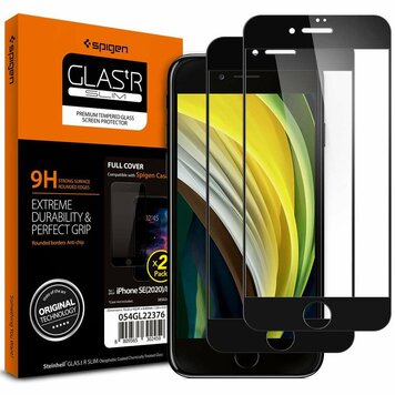 Spigen Screentector Full Cover Glass 2er Pack Kompatibel mit iPhone 7, 8, SE 2020 und SE 2022 - Schwarz Spigen Screentector Full Cover Glass 2er Pack Kompatibel mit iPhone 7, 8, SE 2020 und SE 2022 - Schwarz