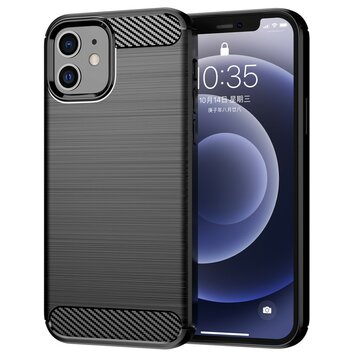 Carbon Armor TPU mit gebürsteter Oberfläche, Kompatibel mit iPhone 12 und 12 Pro - Schwarz Carbon Armor TPU mit gebürsteter Oberfläche, Kompatibel mit iPhone 12 und 12 Pro - Schwarz