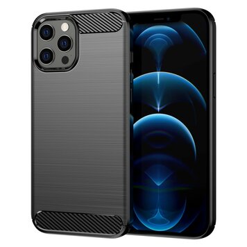 Carbon Armor TPU mit gebürsteter Oberfläche, Kompatibel mit iPhone 12 Pro Max - Schwarz Carbon Armor TPU mit gebürsteter Oberfläche, Kompatibel mit iPhone 12 Pro Max - Schwarz