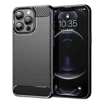 Carbon Armor TPU mit gebürsteter Oberfläche, Kompatibel mit iPhone 13 Pro - Schwarz