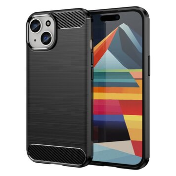 Carbon Armor TPU mit gebürsteter Oberfläche, Kompatibel mit iPhone 15 Plus - Schwarz Carbon Armor TPU mit gebürsteter Oberfläche, Kompatibel mit iPhone 15 Plus - Schwarz