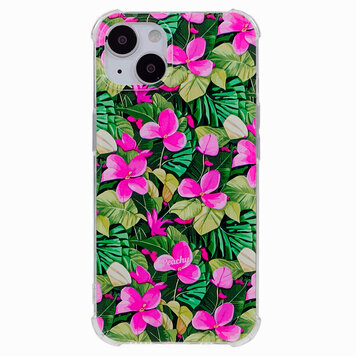 Schutzhülle mit tropischen Blättern und Blumen aus TPU mit verstärkten Ecken, Kompatibel mit iPhone 14 Plus Schutzhülle mit tropischen Blättern und Blumen aus TPU mit verstärkten Ecken, Kompatibel mit iPhone 14 Plus