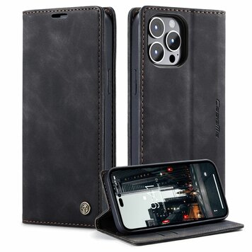 Caseme Retro Wallet Case Kompatibel mit iPhone 15 Pro - Schwarz Caseme Retro Wallet Case Kompatibel mit iPhone 15 Pro - Schwarz