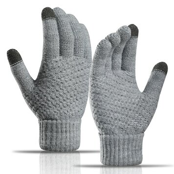 Winter-Touchscreen-Handschuhe Touch Gloves Einheitsgrösse Wollstruktur waschbar - Grau Winter-Touchscreen-Handschuhe Touch Gloves Einheitsgrösse Wollstruktur waschbar - Grau